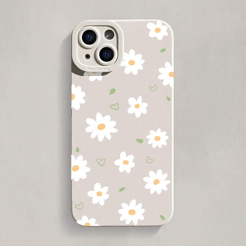 Beautiful Daisy Floral Heart Gentle Style Phone Case For IPhone 17 16 15 14 13 12 11 Series Pro Max Plus Protection Trendy Cover