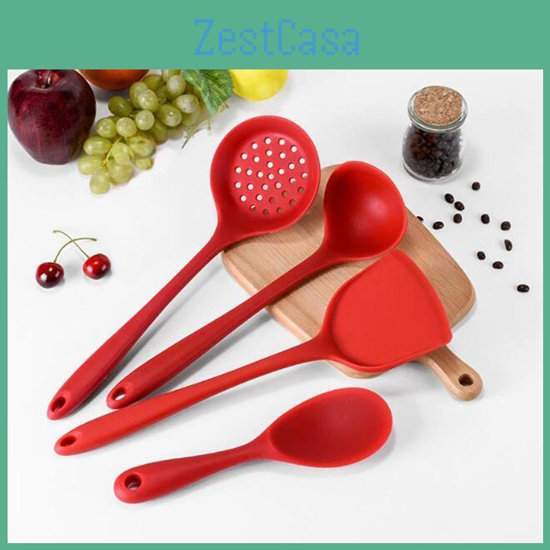 Kitchen Silicone 4pcsset Cooking Tools Spoon Spatula Scoop Rice Spoon Set Cooking Tools New Kitchen Accessories