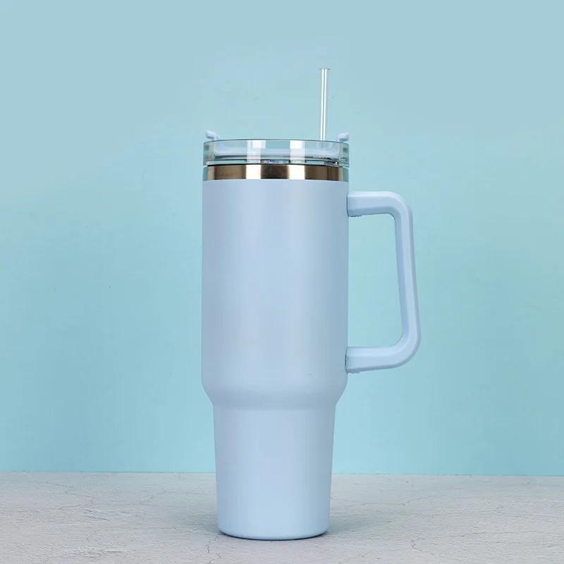 40oz Insulated Stainless Steel Tumbler With Handle Lid Straw Coffee Mug Termos Cup Cold Drink