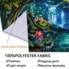 2D Mystical Jungle Waterfall Tapestry Enchanted Nature Wall Hanging