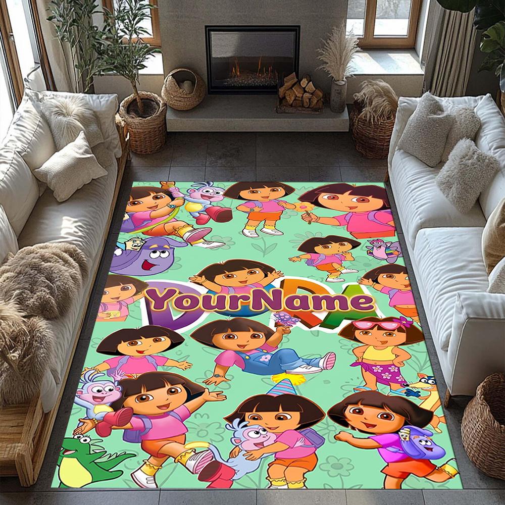 Dora Explorer Customizable Name Area Rug Design for Playrooms Balcony Bedrooms Hallway Antislip Carpet Office home decor Best for Christmas