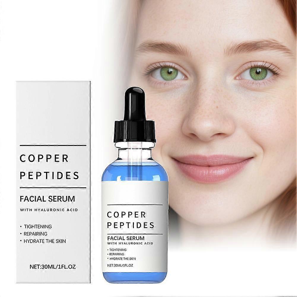Siero con Peptidi di Rame per il Viso - con GHK-Cu e Acido Ialuronico - Trattamento Viso Anti-Età