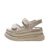 Fashion Luxury Designers Fashion Leather Women Platform Sandals White Chunky Sports Wedge Shoes For Woman Summer Students Shoes Large