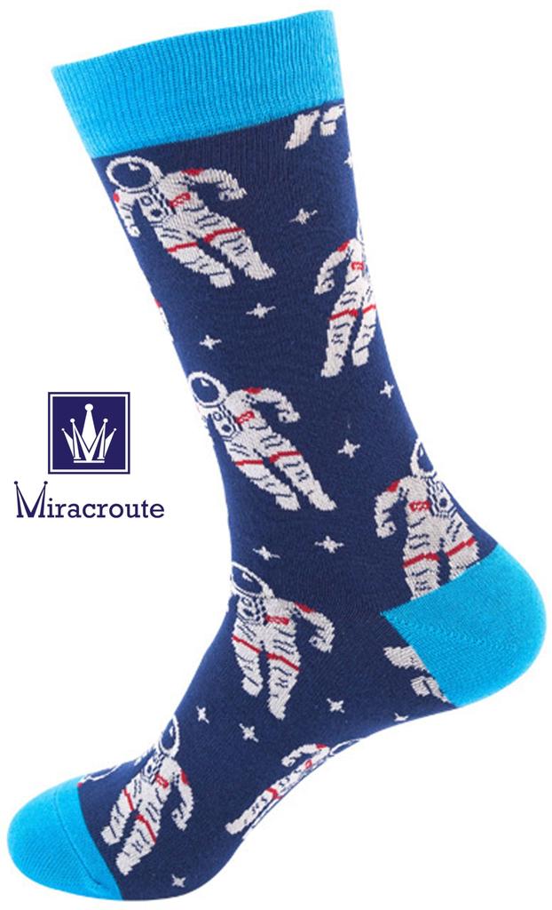 Set Space Astronaut Crew Socks Rocket UFO Star Planet Pattern Socks Stylish Pilot [Miracroute] 4-Pair 25-27cm Men's (Set A)
