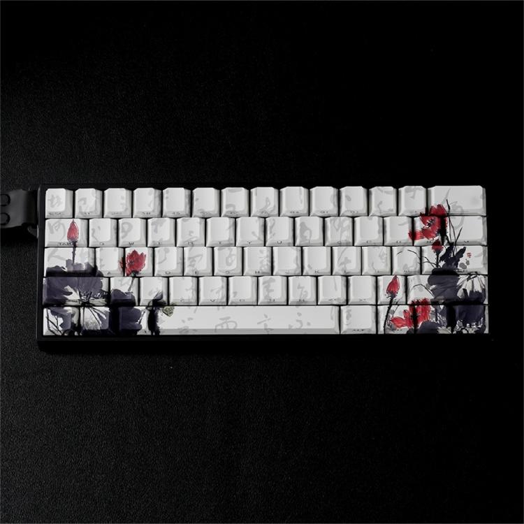 Professional PBT Keycaps MXes 60/68Keys Dyes Sublimated Plums Flower Pattern Ergonomic OEM Profile Computer Access
