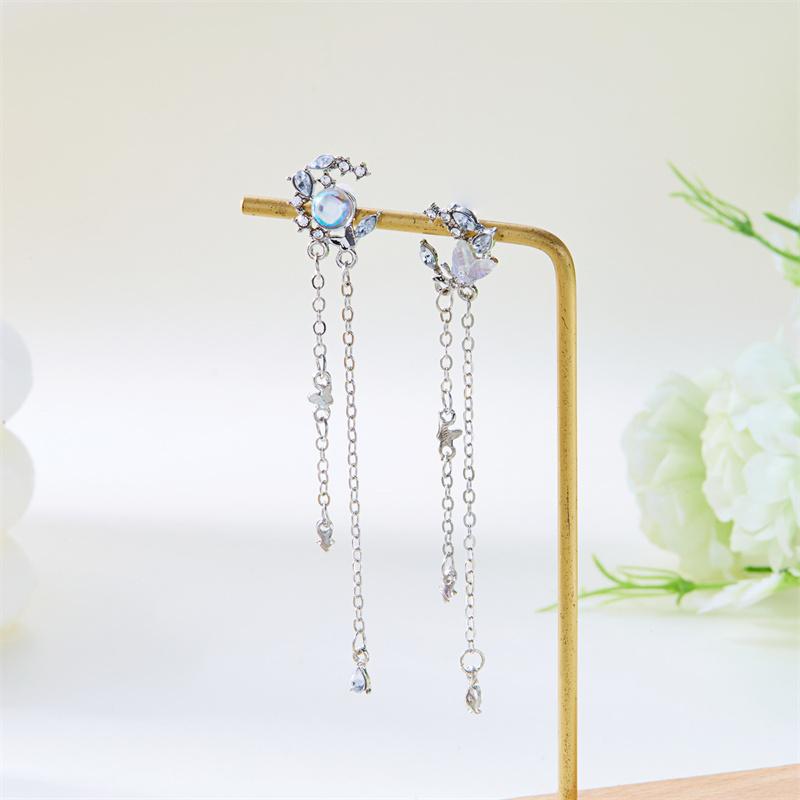 

New Korean Temperament Black Matte Ball Pendant Earrings for Women Long Tassel Ear Line Hanging Earring Girls Party Jewelry Gift