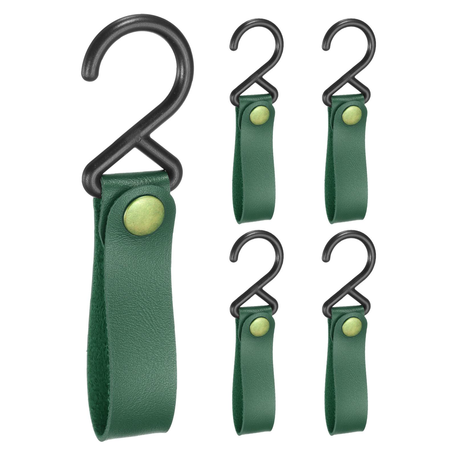 

5pcs PU Leather Hooks, Leather Straps with Hooks, S-Shape Hooks for Outdoor Camping Kitchen Bathroom Hanging Pots Pans Utensils
