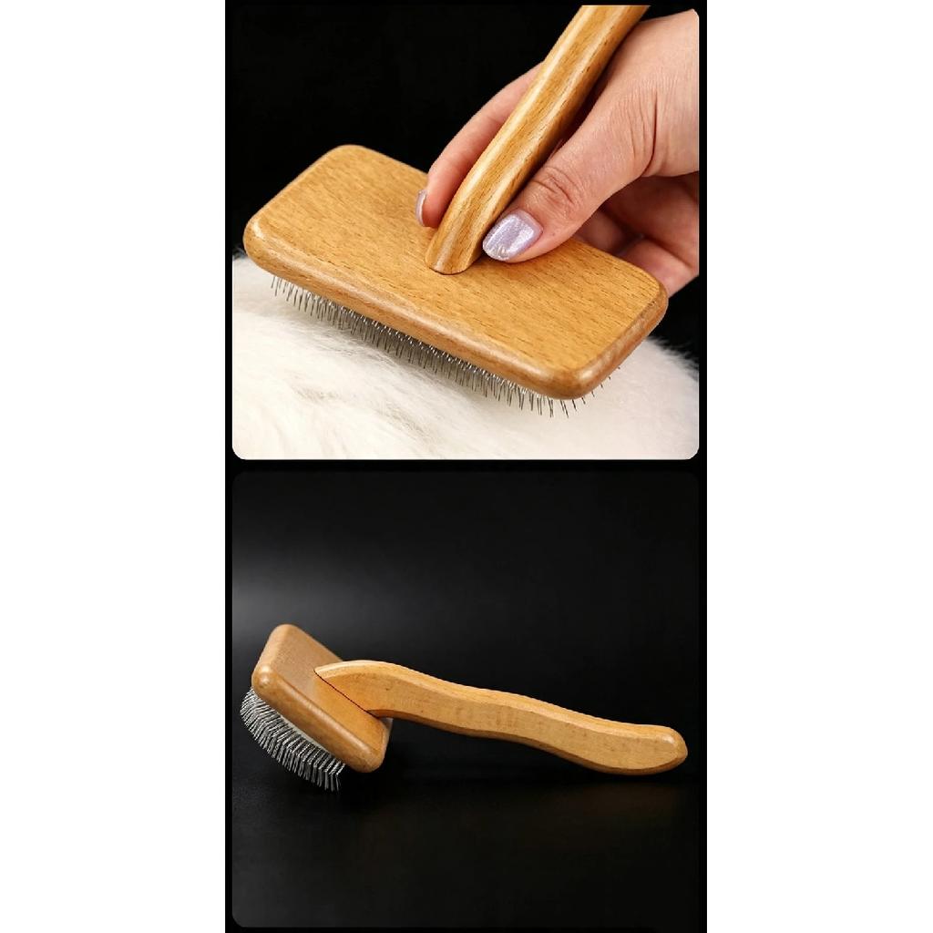 Dog Brush Wooden Dogs Comb Pet Hair Remover Dog Grooming Protect Brushes for Dogs Floating Hair Cleaning Comb Massage Cat Brush