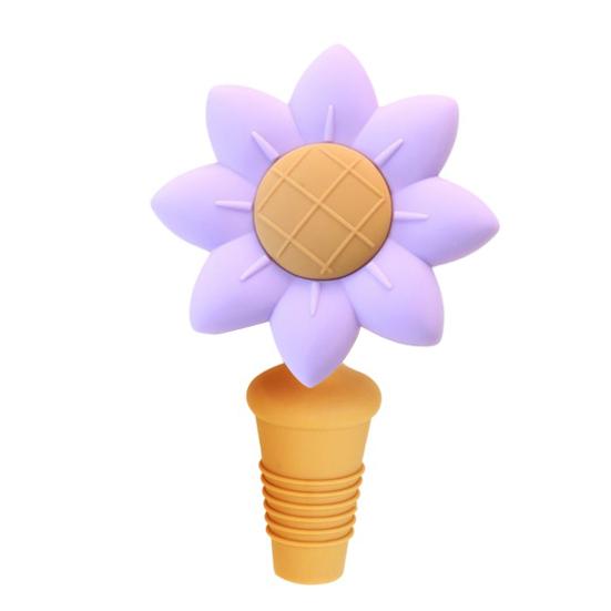 Sunflower Wine Bottle Stopper Silicone Reusable Seal for Red Wine Beer Champagne Leak фиолетовый