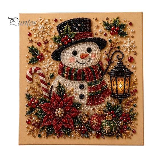Interactive Family Crafts Christmas Faux Pearl Art Kit, Tree Wreath Painting DIY Sets Sparkling Diamond Craft Kit for Adults, Holiday Wall Decor Gift