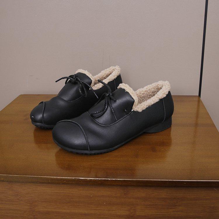 Velvet Doudou shoes winter new cotton soft leather flat cotton shoes non-slip warm shoes 35