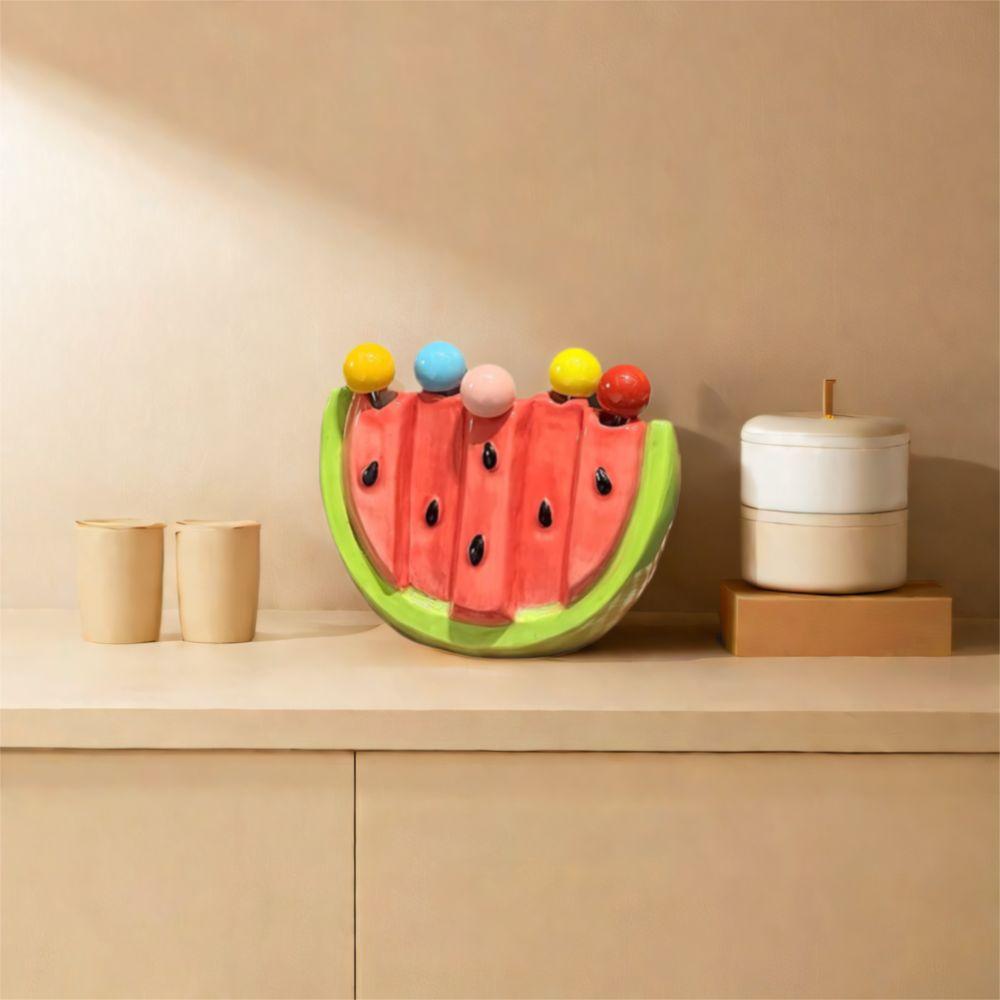 Cute Fruit Stick Stainless Steel Fruit Skewer Tableware Dessert Cake Fork  Summer