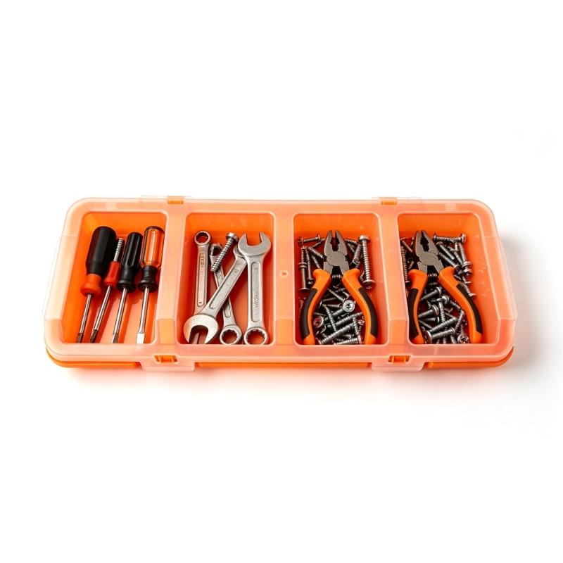 Hardware Tool Storage Box, Multi-Compartment Transparent Tool Organizer for Screws, Nuts and Small Fasteners