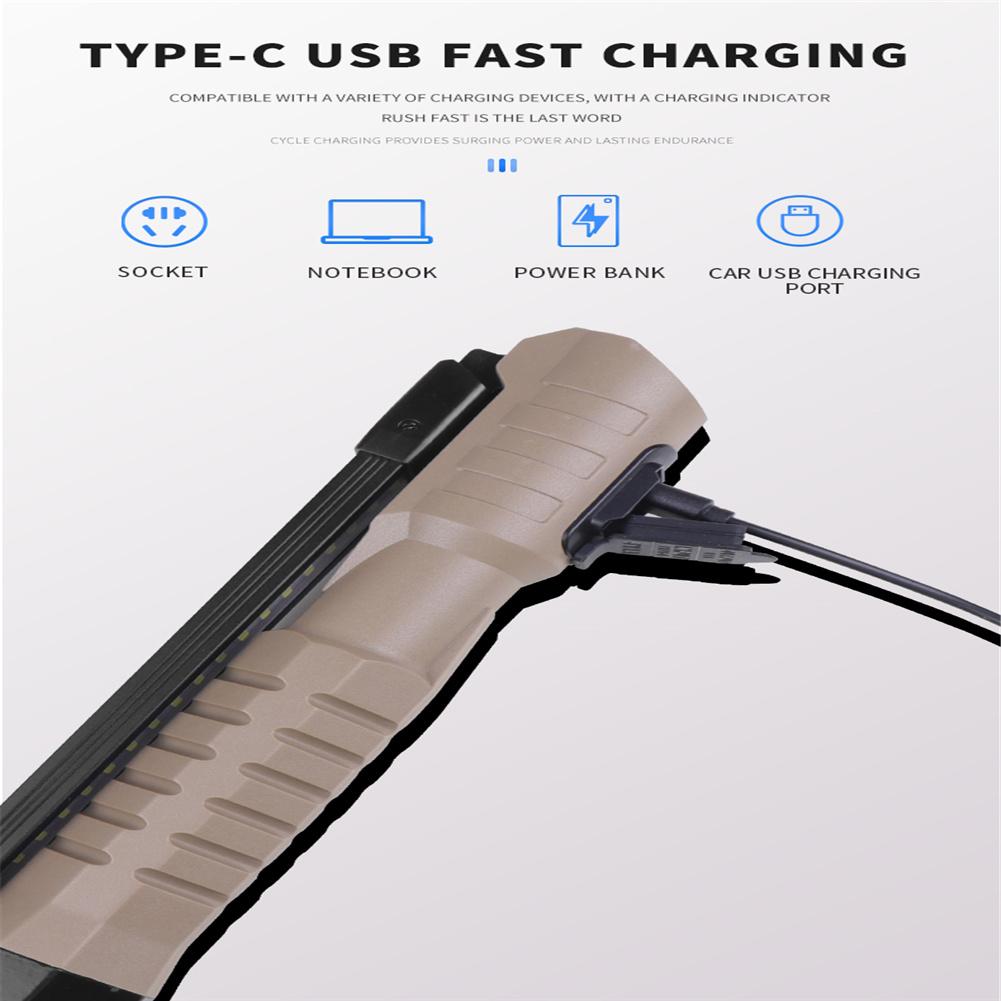 Foldable Led Work Light Hand-held 180 Degree 300-500lm Ipx4 Waterproof Type-c Rechargeable Lamp