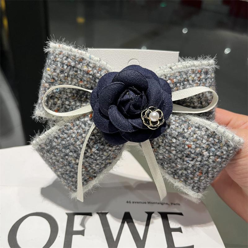 

Handmade Fabric Camellia Flower Bow Hair Clips Barrettes Headdress Spring Clip For Women Girls Ponytail Hair Accessories чёрный