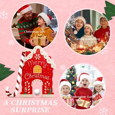 Yousheng Christmas Gingerbread Golf Game Set Indoor Party Activity Golf Game with Candy Cane Club And 6 Balls Holiday Party Games for Family Kids