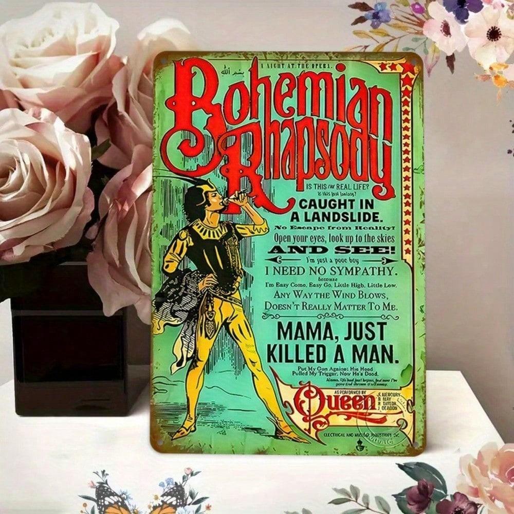 Vintage Bohemian Rhapsody Tin Sign Metal Wall Art Queen Retro Poster 8x12 Inches 20x30