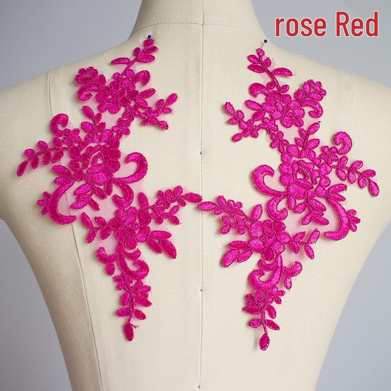 Toppe Ricamate ad Applicazione in Pizzo Fatte a Mano per Abito da Sposa e Accessori per Capelli della Sposa - Bianco, Rosso, Nero