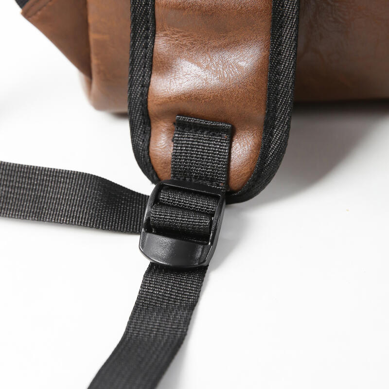 Solid Color PU Backpack Men's Large Capacity Backpack Student Sports Travel Computer Bag