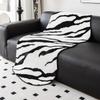 Plush Sofa Cushion and Blanket for Winter Warmth Thickened Non Slip Sofas Towel  Bed Sheet Black  White Patterned Settee Cover