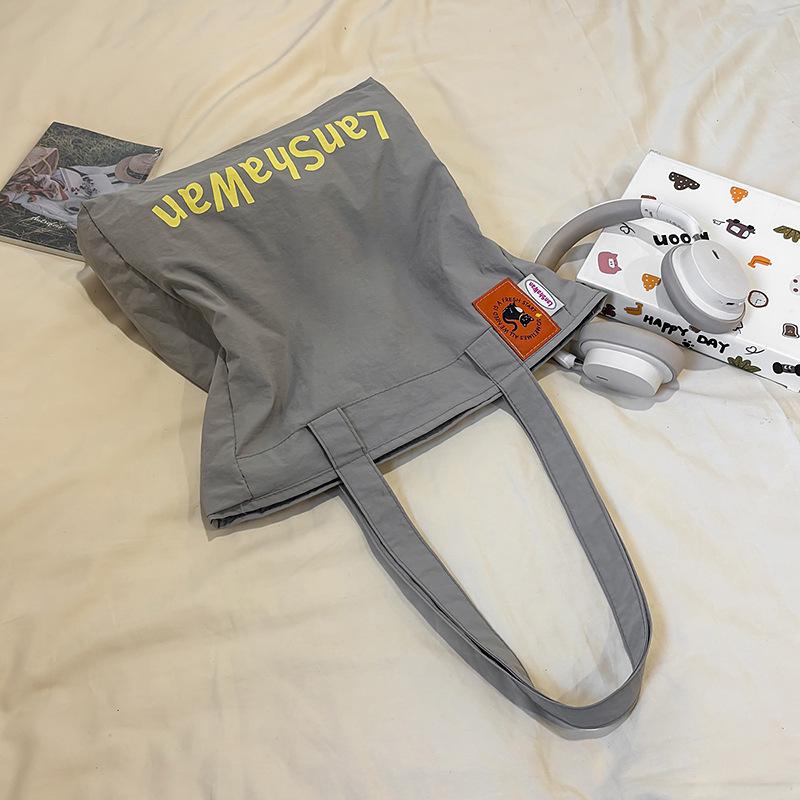 Lazy Style Print Korean Style Candy Color Autumn Large Capacity Canvas Letter Trend Armpit Tote Shoulder Tote Women's Bag