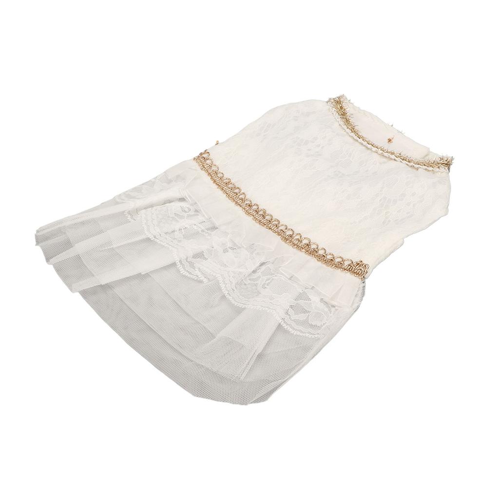 Pet Princess Mesh Dress Cute Summer Breathable Soft Comfortable Dog Wedding Dress White M