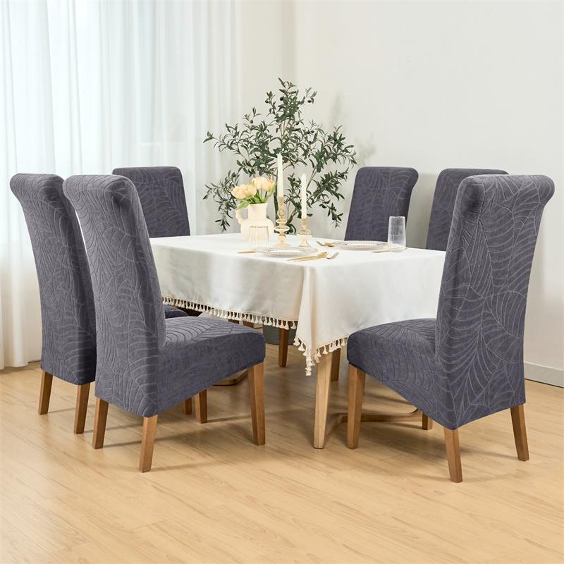 1pc/6pcs Jacquard Dining Chair Cover XL Size Elastic Chair Seat Slipcover Stretch Long Back Chair Case for Banquet Home Wedding