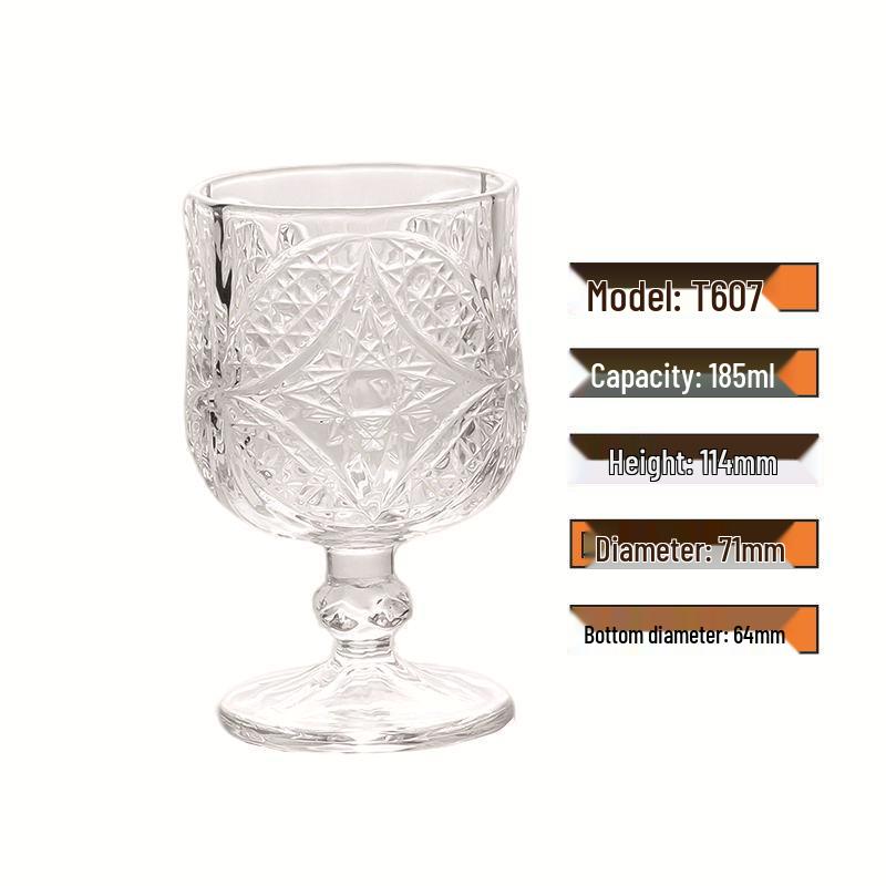 Exquisite Vintage Engraved Glass Liqueur Wine Glass - High-Stemmed, One-Shot, High-Value Mini Glass