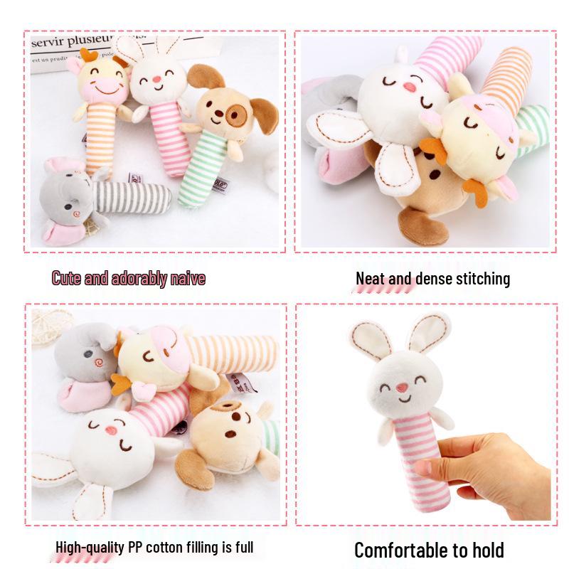 Happy Monkey Baby Soft Animal Hand Rattle Stick - Soothing, Non-Deforming, Easy Grip Toy