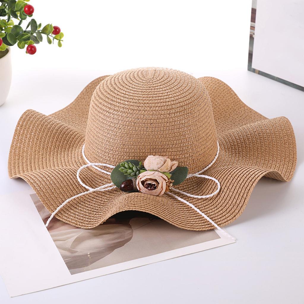 Ladies' Sun Hat Bow Flower Grass Hat Beach Hat