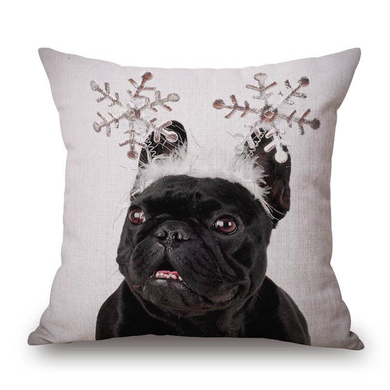Adorable Cute French Bulldog Pattern Linen Throw Pillow Case For Trendy Home Decor