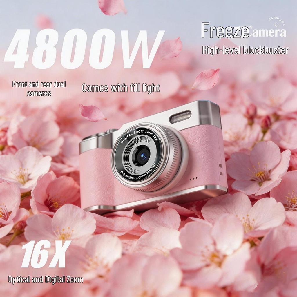 Campus Vlog High-Pixel Dual-Lens Camera with 16X Zoom and HD Video Recording