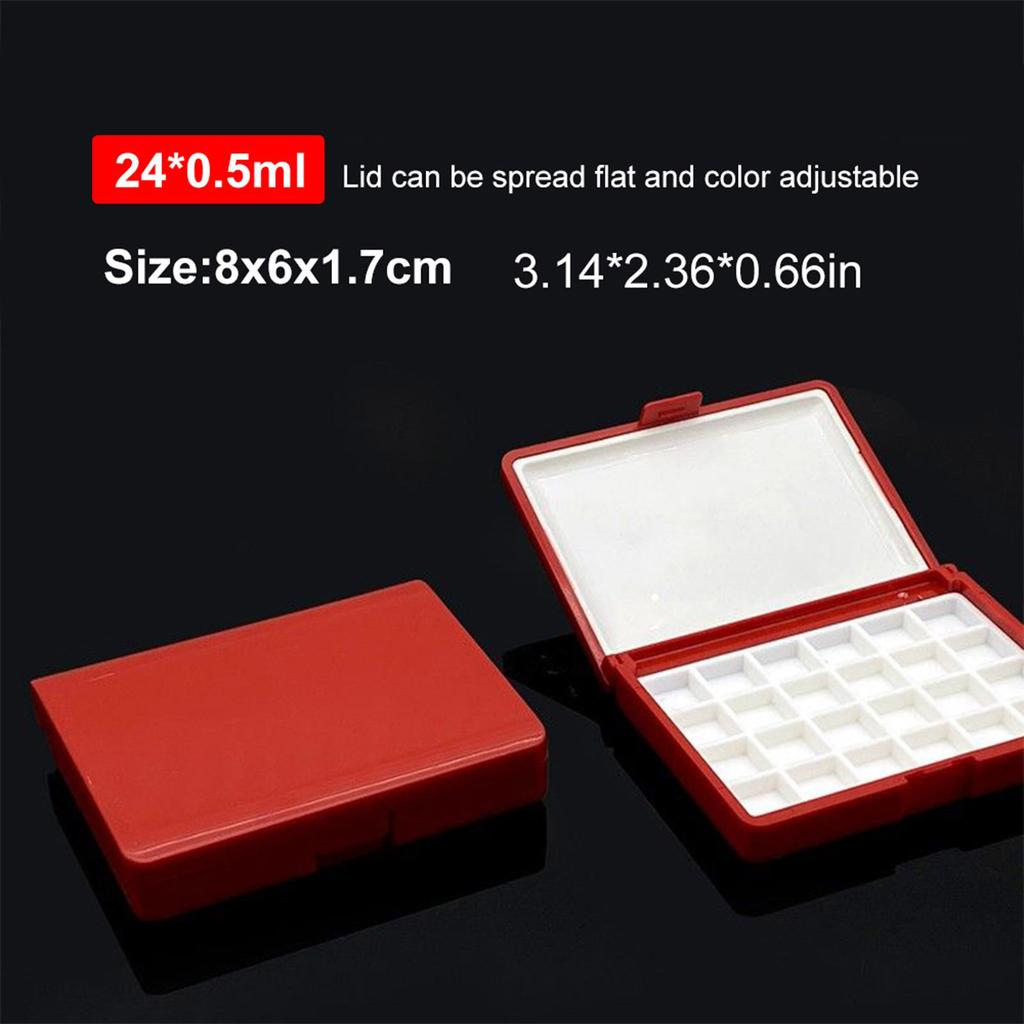 Portable Watercolor Paint Palette Box Paint Mixing Tray 12 Well 24 Well For Watercolour Oil Acrylics Gouaches Painting