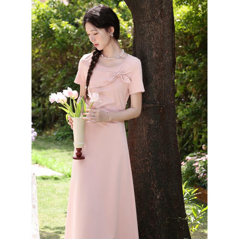 Lunan Gentle Pink Short-Sleeve Dress