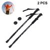 Foldable Shock Absorbing Mountaineering Pack of 2, Lightweight Adjustable Hiking Cane (Unisex) Black