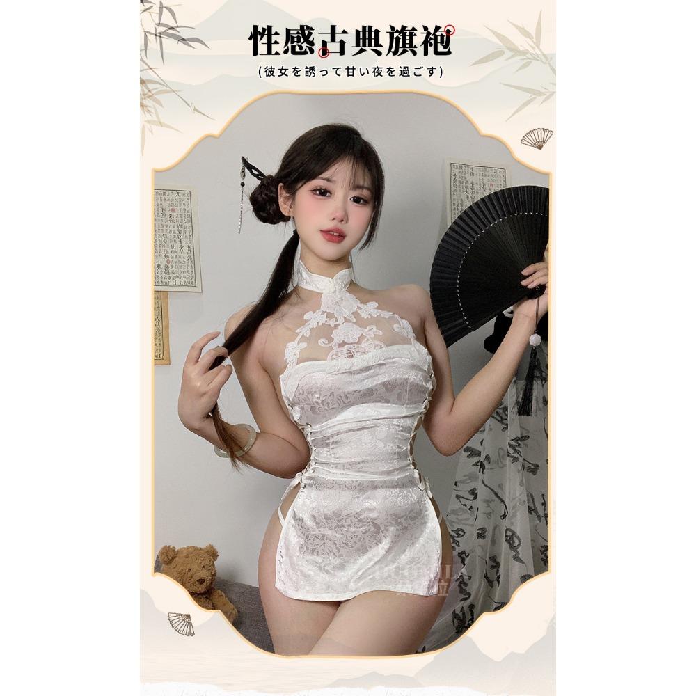 Sex Underwear Retro Straps Cheongsam Perspective Hollowed Out Split Neck Sexy Temptation Free Uniform Set F546