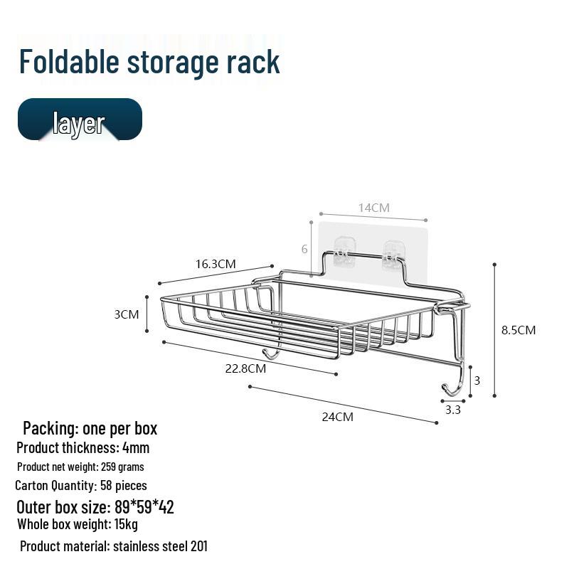 

Kaiwang Stainless Steel Foldable Storage Rack for Bathroom or Kitchen