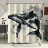 Ink Splatter Whale Illustration Shower Curtain 1Pc With 12 Hooks For Bathroom Home Decor Polyester 2D Flat Print 70.8X70.8 Inch