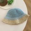 Weaving bucket hat women's summer breathable big head circumference showing face small hat UV protection sunshade sun protection hat