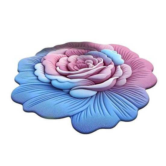 Floral Plush Floor Mat 3D Realistic Flower Design Non-Slip Absorbent Bath Mat Quick-Dry Bathroom Rug for Bedroom Entryway Vanity Area