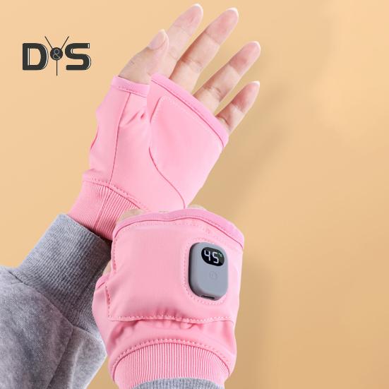 1 pár vyhřívaných rukavic bez prstů Rychlé zahřívání Trvalé teplo Nastavitelné dobíjecí elektrické vyhřívané jezdecké rukavice v plné barvě