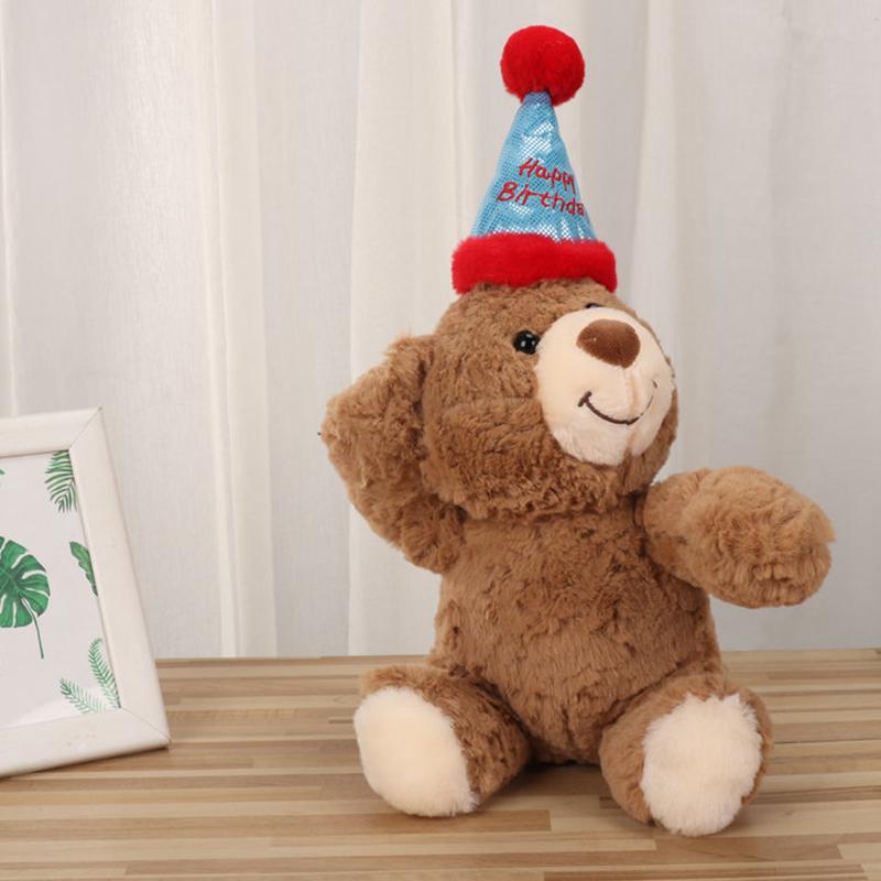 Birthday Teddy Bear Plush Toy Stuffed Animal Birthday Hat Cute Home Decor Children Boys Girls Birthday Gifts
