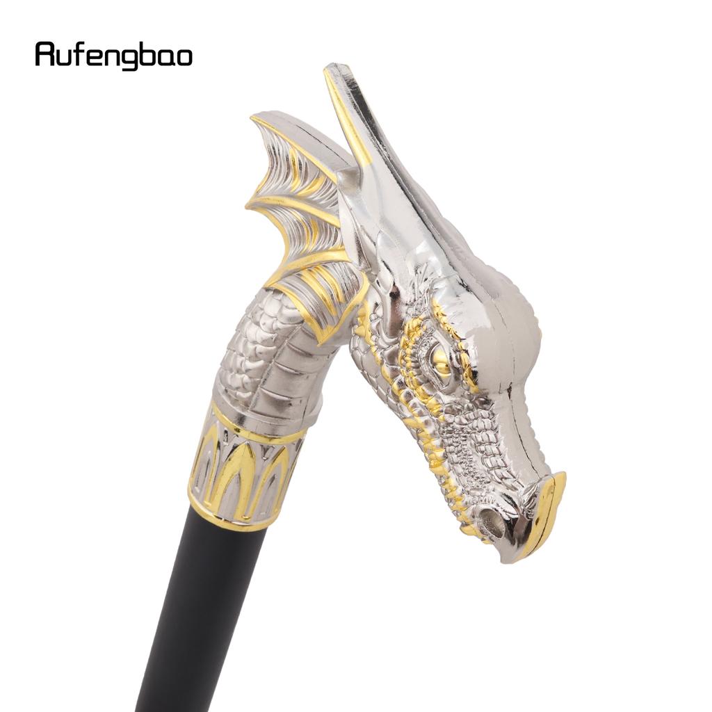Golden White Dragon Head Fashion Walking Stick Decorative Stick Cospaly Vintage Performance Stage Cane 94cm