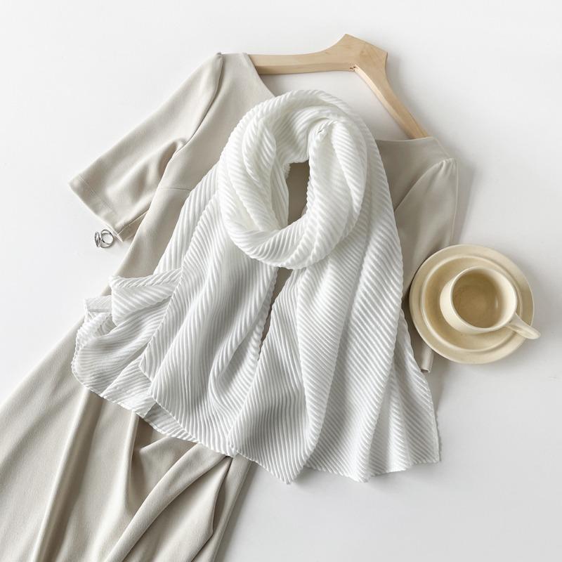 Solid color imitation cotton and linen silk scarf pleated women * 0cm square scarf imitation silk scarf headscarf