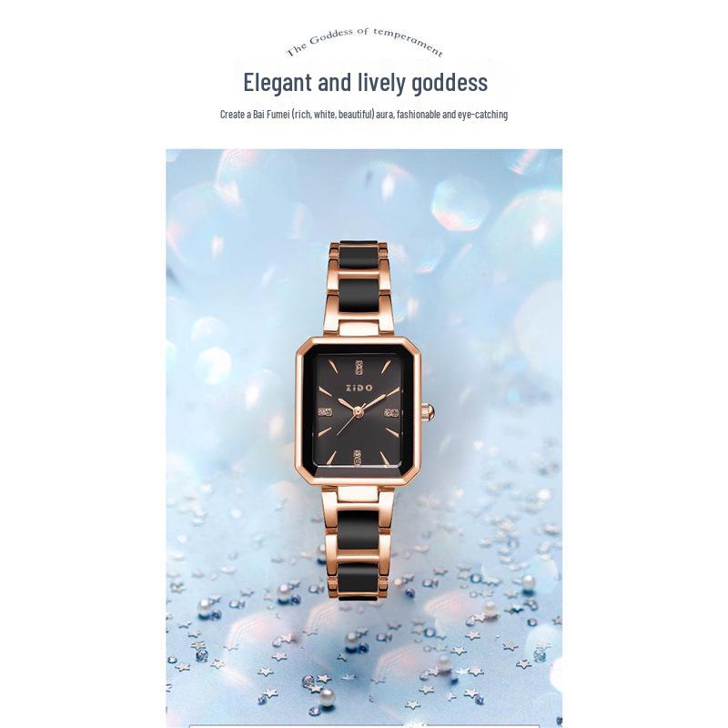 ZIDO Women s Quartz Ceramic Watch - Elegant, Fashionable, High-End Design Bare Watch