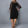 Summer Large Size Lace Stitching Irregular Hem Chiffon Dress