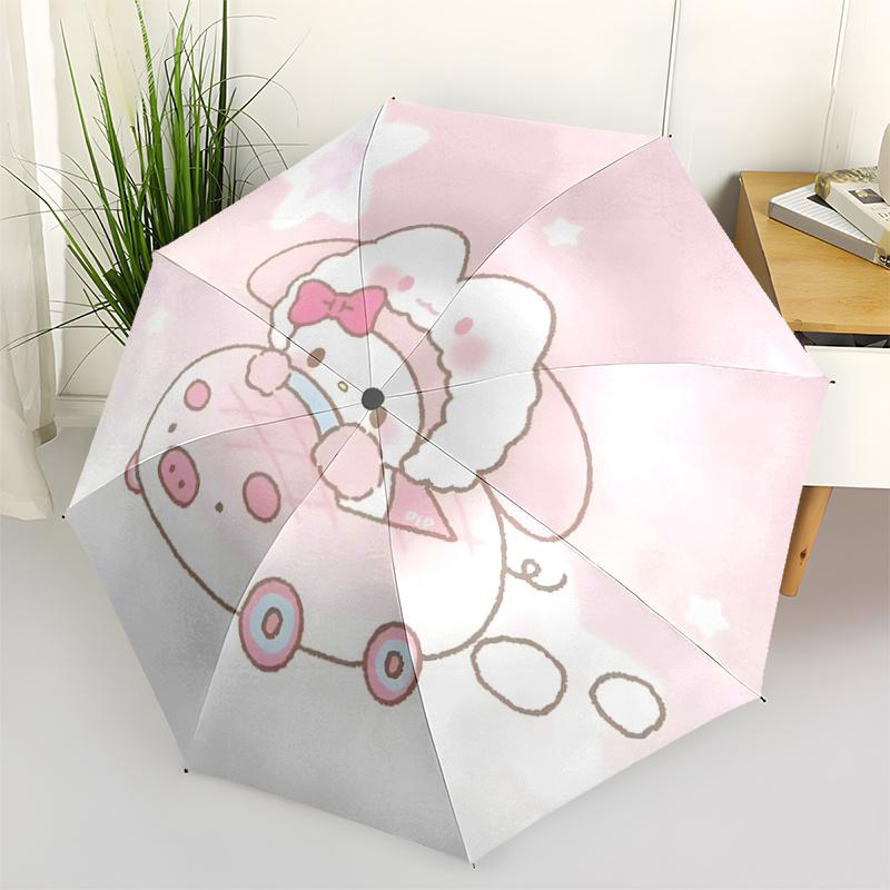 

1pc Pink Bowknot Lamb Umbrella - Automatic Opening/Closing, Portable Tri-Fold Design, 8-Bone Iron Frame Outdoor Umbrella, Ideal Gift for Fans, Travele