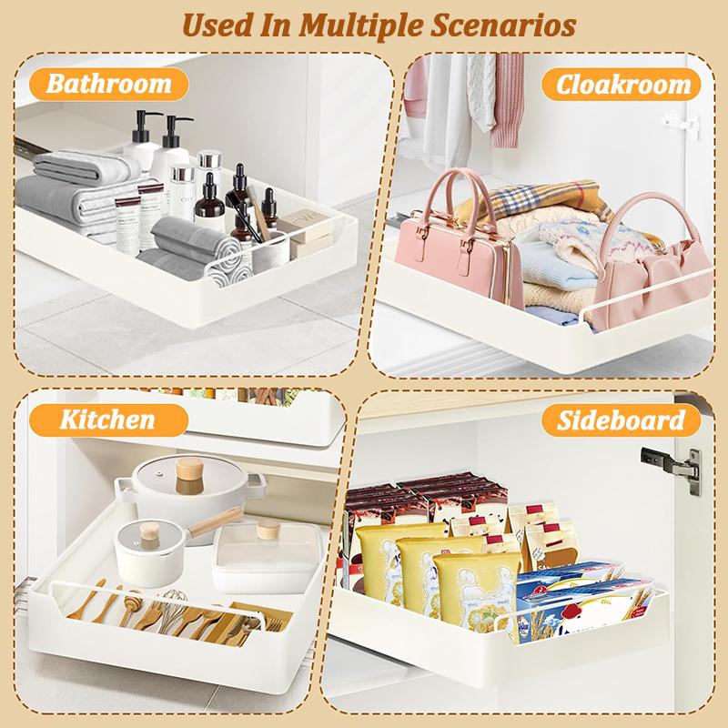 Kitchen Storage Box with Sliding Rail Pull-out Cabinet Storage Rack Spice Pantry Shelves Drawer Kitchen Organizer Basket