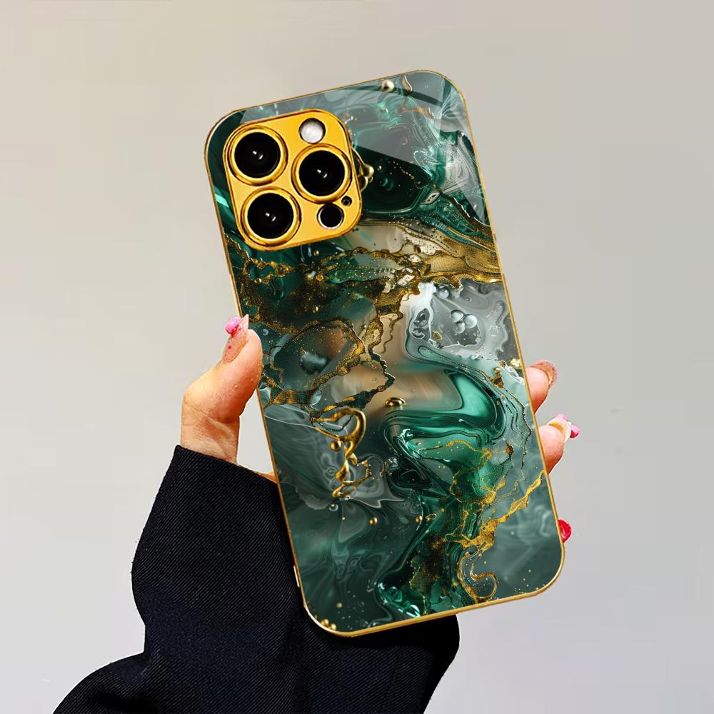 

Красочный гальванизированный стеклянный чехол для телефона iPhone 17 16 15 14 13 12 11 Pro Max Plus 16E 17Air iPhone 17