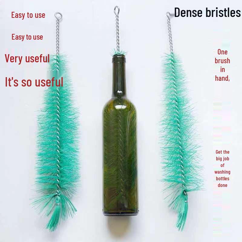 

360-Degree Bottle Cleaning Brush for Wine and Beer - Hard Bristle for Thorough Wash Random Color White Plastic